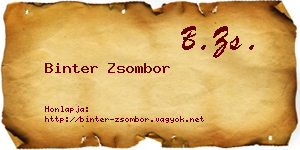 Binter Zsombor névjegykártya